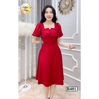 Váy đầm xòe đỏ b401 butino shop thời trang nữ hàng thiết kế cao cấp