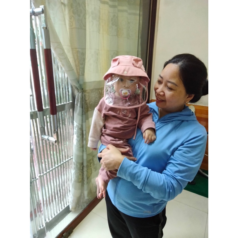 Mũ chống giọt bắn cho bé hình tai gấu nhiều màu cho bé trai bé gái từ 2 tháng đến 2 tuổi