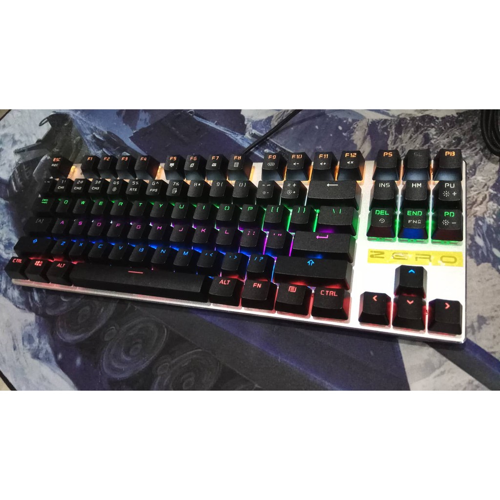 🔜 Bàn phím cơ Zero ( Blue Switch )  Led Rainbow TKL 87 phím ( ĐEN )