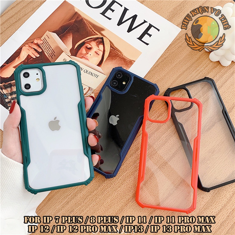 ỐP LƯNG VIỀN MÀU, LƯNG TRONG CHỐNG SỐC, CHỐNG Ố VÀNG, CẠNH CHỐNG TRƯỢT FULL DÒNG IPHONE 6PLUS, 7PLUS, 8PLUS, IP11, IP11P