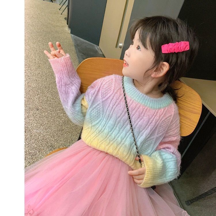 Áo khoác sweater dệt kim thời trang mùa thu mới cho bé gái