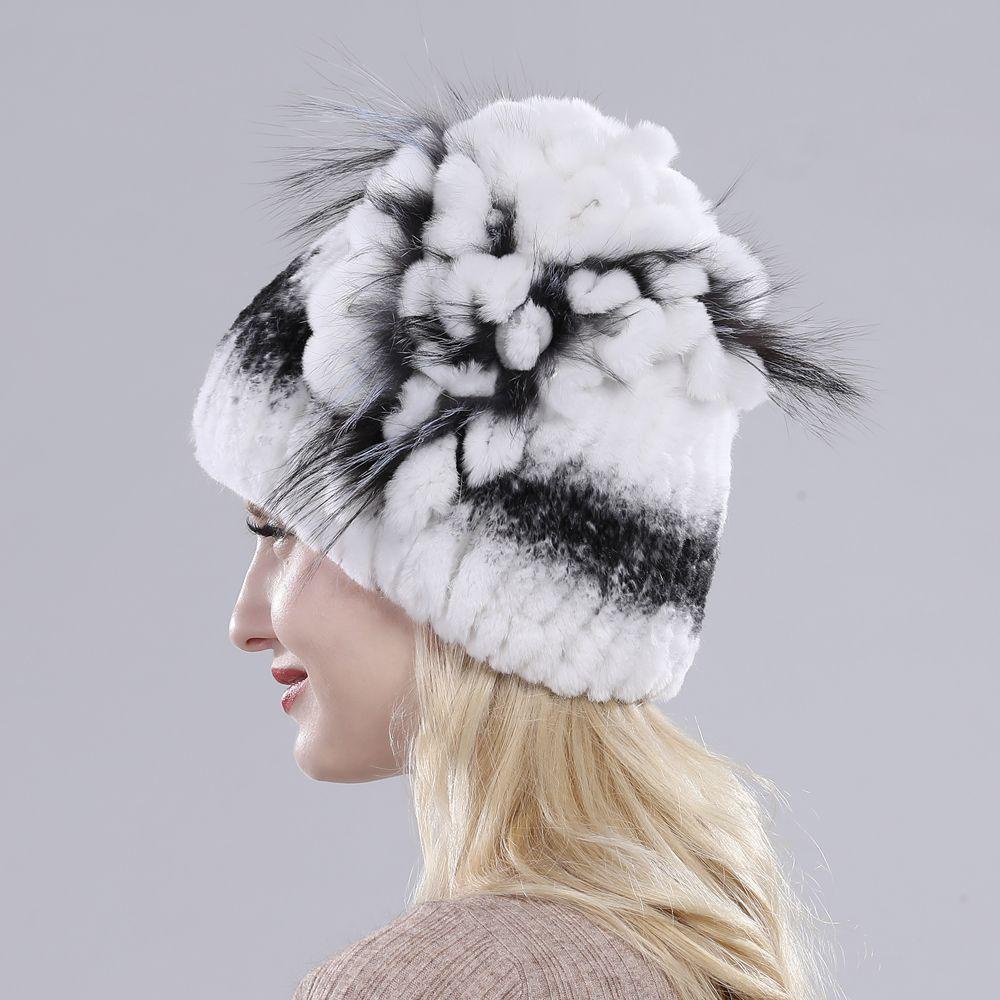 Mũ Beanie Lông Thỏ Thật Thời Trang Mùa Đông Ấm Áp
