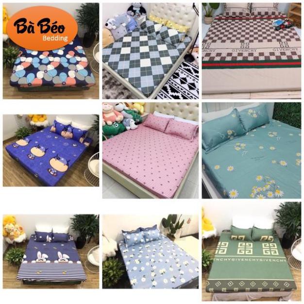 Bộ Ga Chun Kèm Vỏ Gối Cotton Poly kt m6x2m; m8x2m; 2mx2m2 (Ảnh thật, được chọn mẫu)