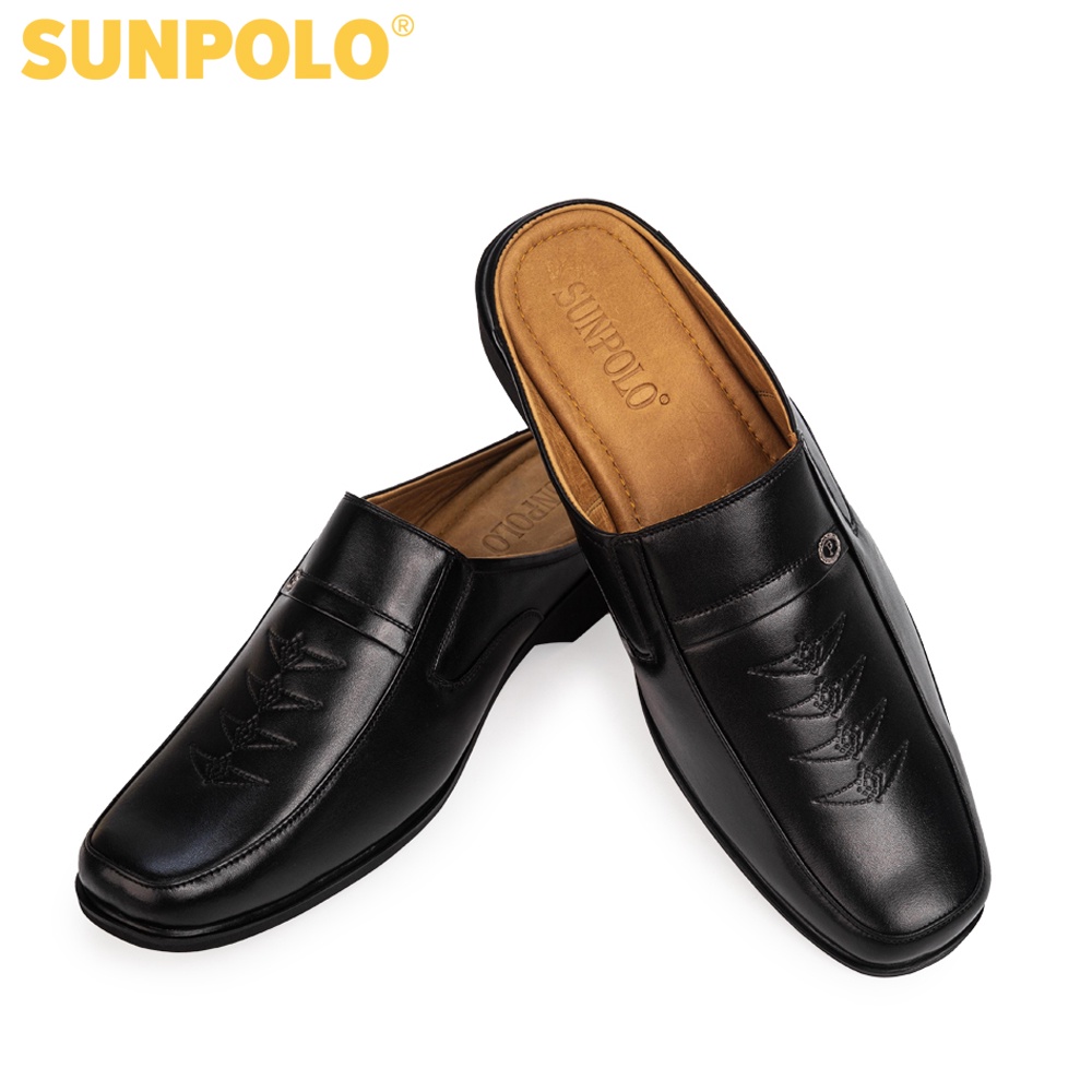 Giày sapo nam Da bò cao cấp SUNPOLO Màu Đen - SPO008