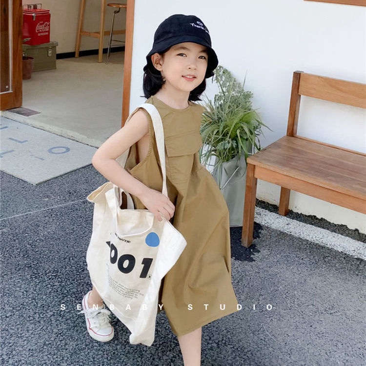 Đầm Không Tay Dáng Dài Phong Cách Phương Tây Thời Trang Mùa Hè Dành Cho Bé Gái 5 Tuổi