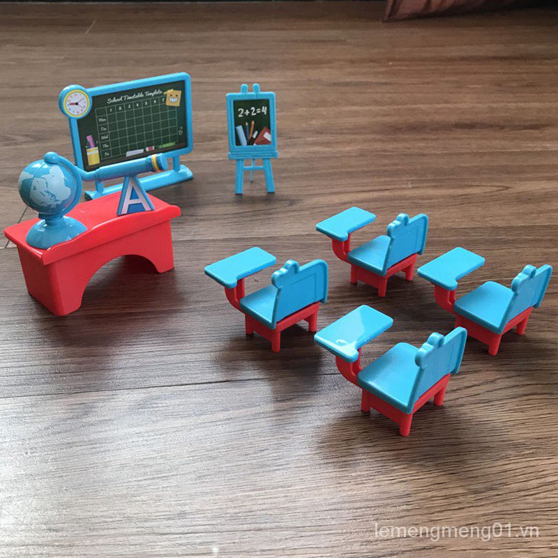 Bộ đồ chơi mô phỏng xe buýt trường học heo Peppa giáo dục cho trẻ em DIY