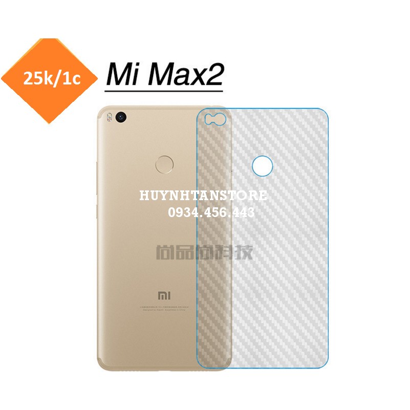 Miếng dán decal carbon mặt sau Xiaomi Mimax 2 mặt lưng chống trơn trượt trày xướt mimax2