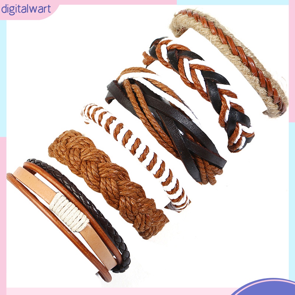 Set 6 dây đeo tay giả da thời trang nam