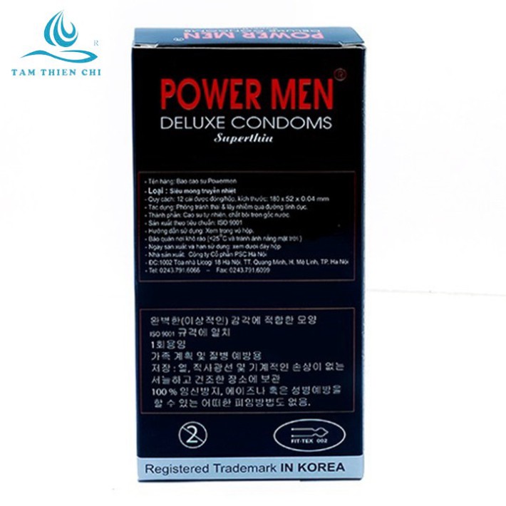 Hộp 12 Cái Bao cao su Hàn Quốc POWERMEN Siêu mỏng mượt mà ôm sát