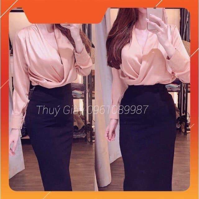 Áo somi vạt chéo, áo somi lụa không nhăn