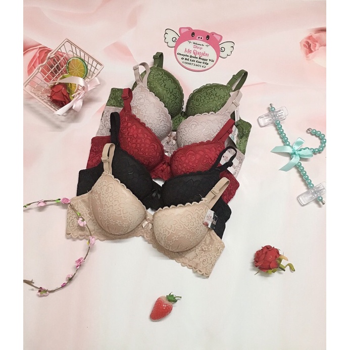 Áo lót ren Thái siêu độn 5cm không gọng quả tròn nâng ngực tự nhiên- lót lưới chân ngực giữ form siêu đỉnh