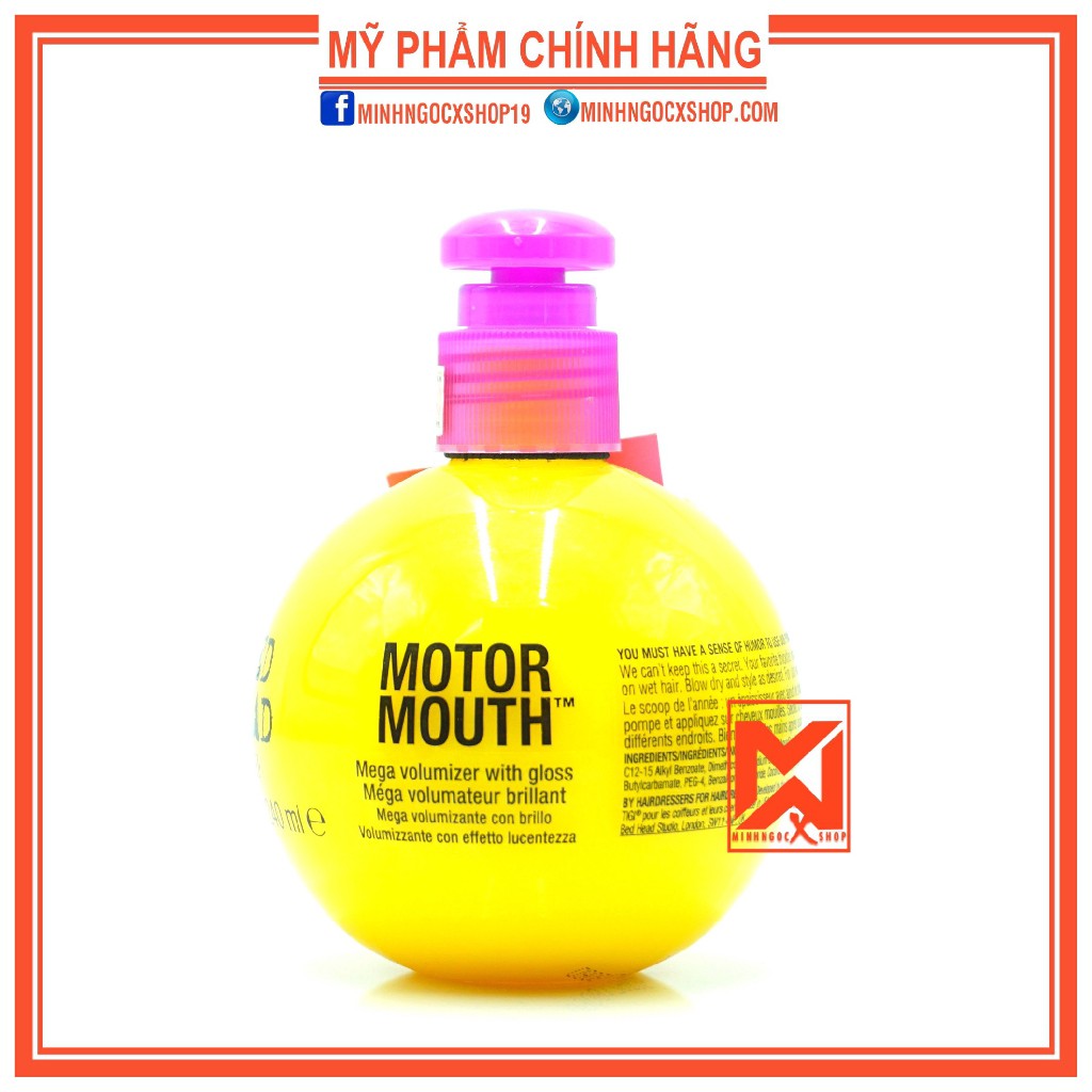 ✅[ TIGI ] KEM NHẸ TẠO PHỒNG CỰC ĐẠI & TẠO BÓNG TIGI BED HEAD MOTOR MOUTH 240ML CHÍNH HÃNG