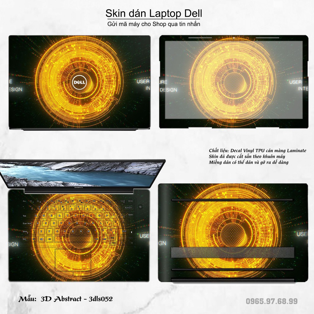 Skin dán Laptop Dell in hình 3Ds (inbox mã máy cho Shop)