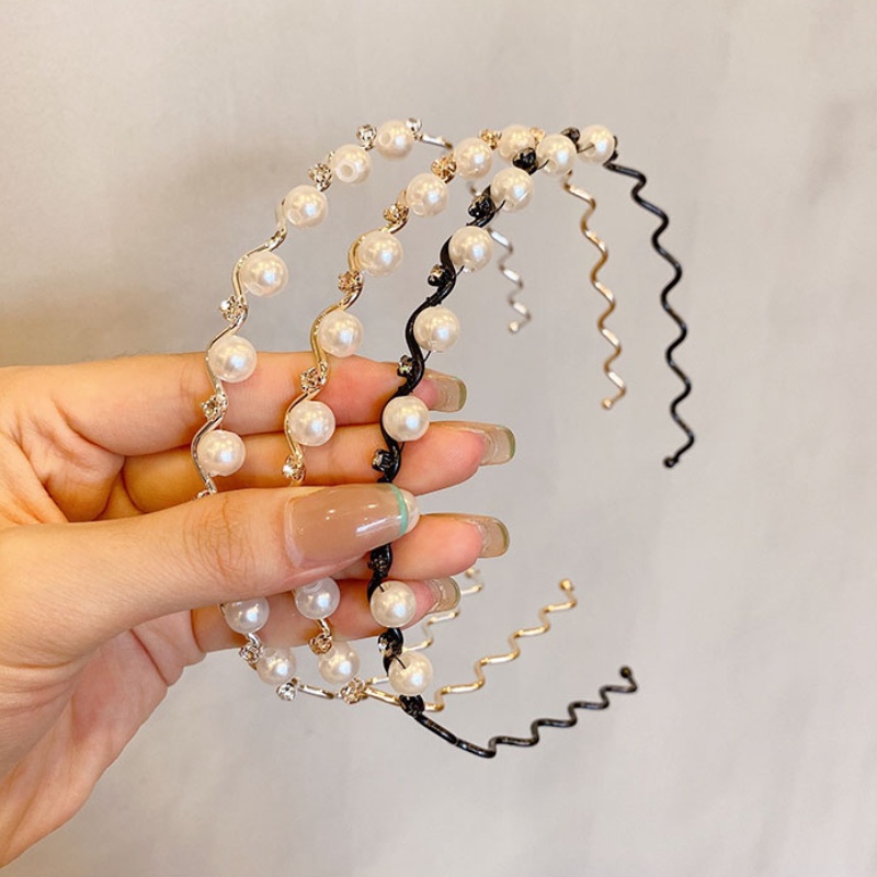 Băng đô cài tóc đính ngọc trai đơn giản phong cách Hàn Quốc mới