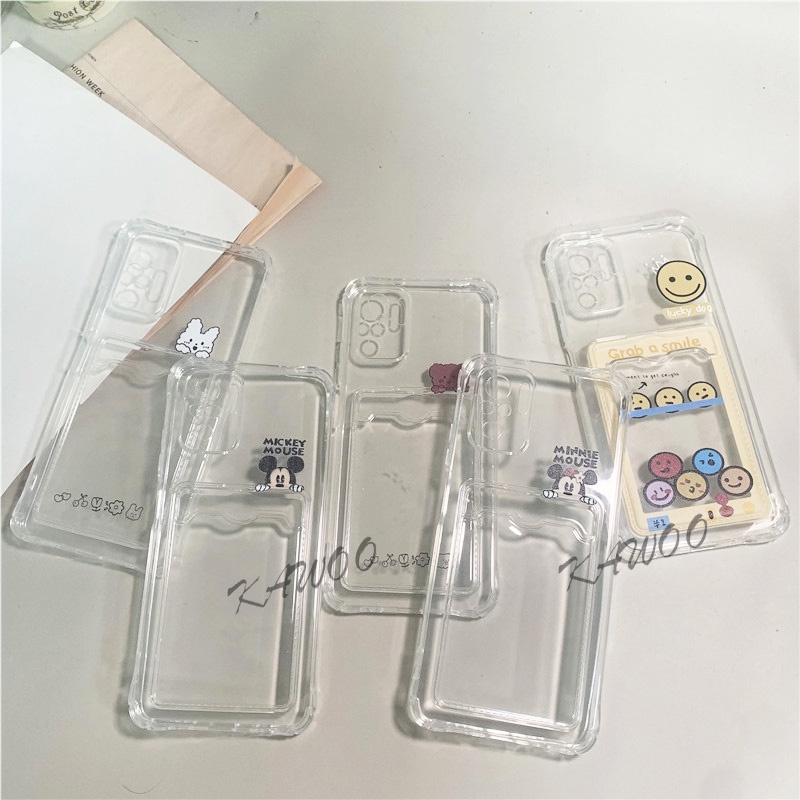 Ốp Điện Thoại TPU Mềm Họa Tiết Thỏ Hoạt Hình Có Ngăn Đựng Thẻ Cho Redmi Note 10s 10 Pro 9T 9S Poco M3 F3 X3