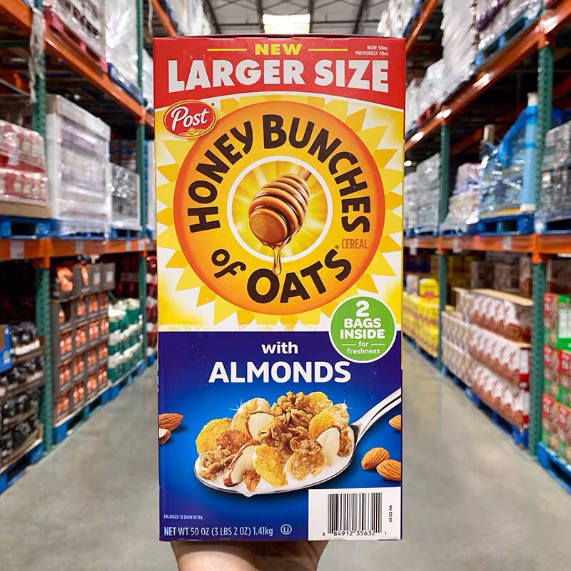 NGŨ CỐC ĂN SÁNG POST CEREAL HONEY BUNCHES OF OATS WITH ALMONDS HONEY ROASTED NEW LARGE SIZE CHUẨN COSTCO USA ĂN CỰC NGON