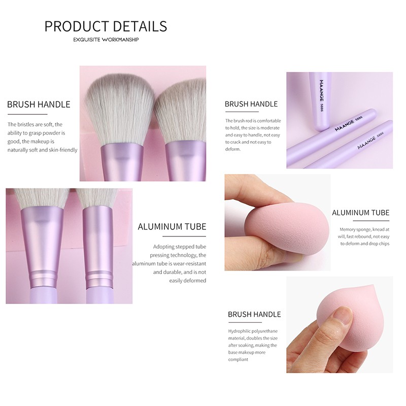 Bộ cọ trang điểm mềm mại chuyên nghiệp MAGEFY 9 gói + 5 miếng bọt biển