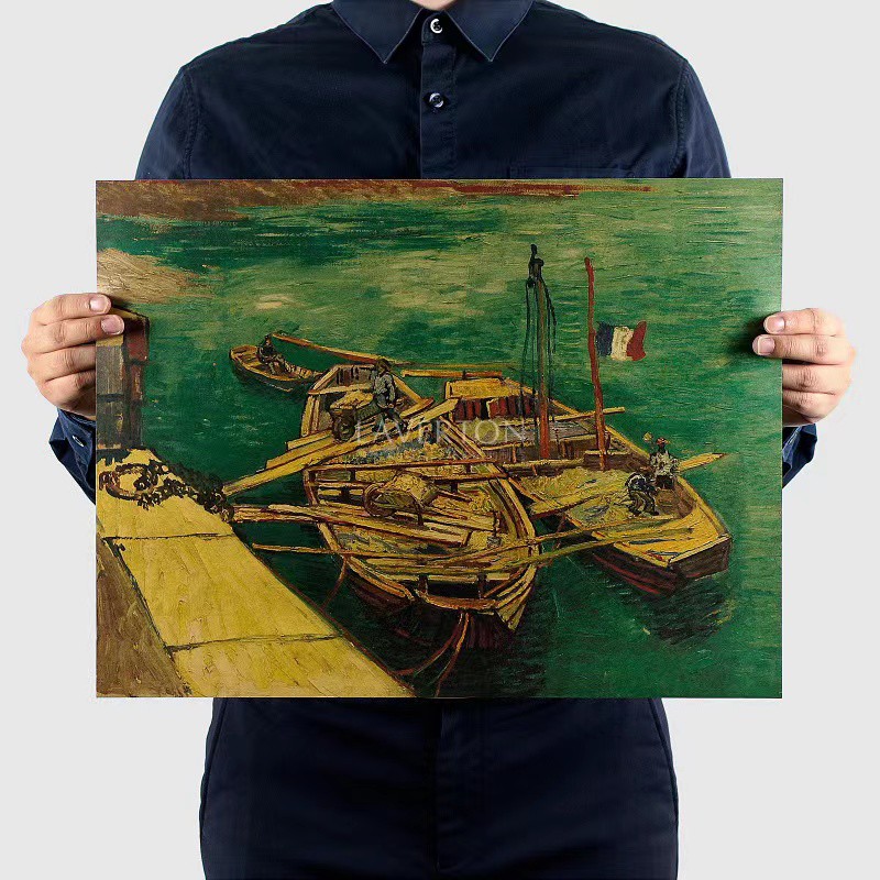Tranh in hình bức họa sơn dầu Van Gogh-Starr phong cách cổ điển 36x47cm dùng trang trí nội thất
