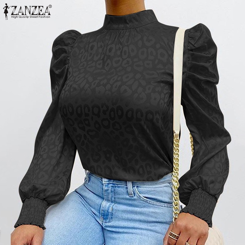 Áo kiểu Zanzea tay dài phồng cổ đứng phong cách Châu Âu cho nữ