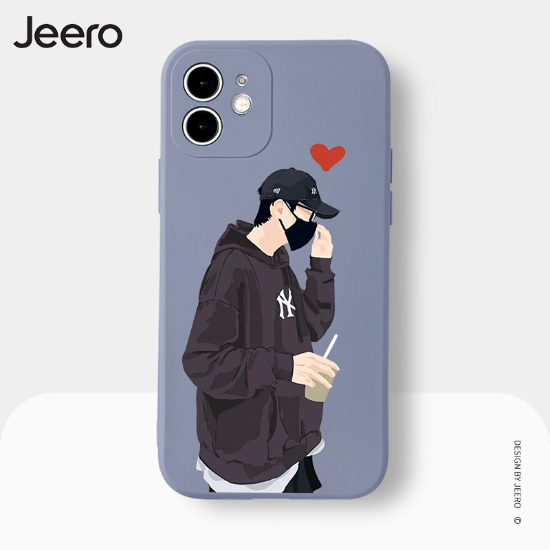 Ốp Điện Thoại JEERO hoạt hình cặp đôi dễ thương đẹp nam nữ Compatible for iPhone 13 12 11 Pro Max SE 2020 X XR XS 8 7 ip 6S 6 Plus kute HFN166