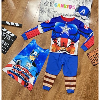 [Mã SKAMLTSM9 giảm 10% đơn 99K] Bộ Siêu Nhân Captain Đội Trưởng Mỹ SAMKIDS Tay Dài B119