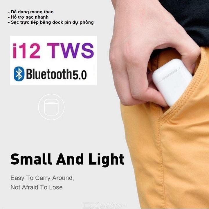 Tai Nghe GIÁ KHUYẾN MẠI Tai nghe Bluetooth i12 dòng Bluetooth 5.0 cảm ứng dòng 2 tai