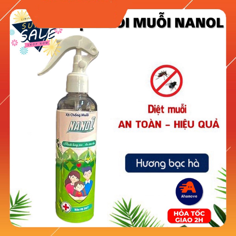 Bình xịt Nanol Chống muỗi, tinh dầu sả chanh an toàn cho gia đình