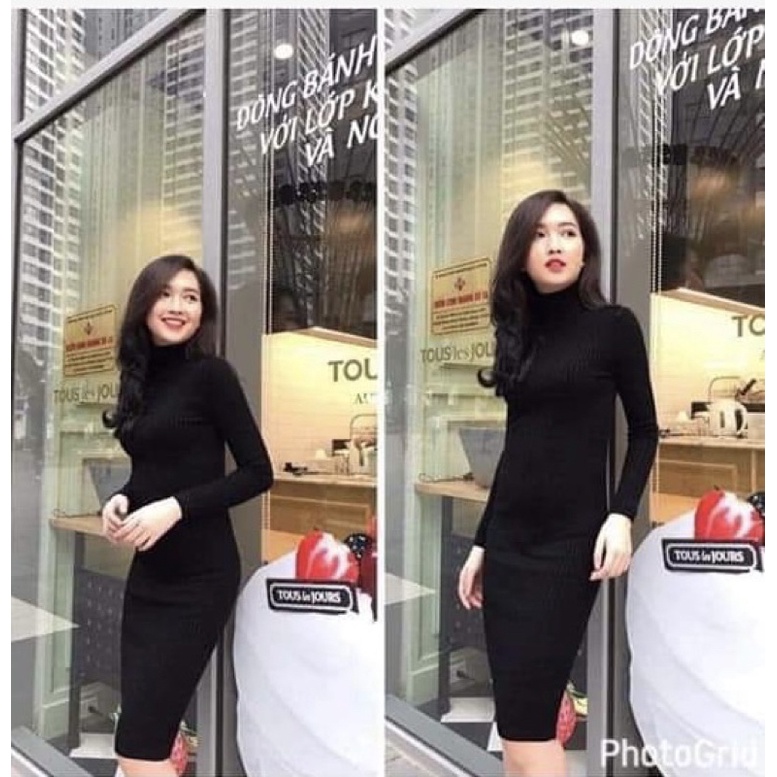Váy Len Tăm - Đầm Len Cổ Lọ Body Dáng Dài Chất Đẹp Hàng Đổ Shop | BigBuy360 - bigbuy360.vn