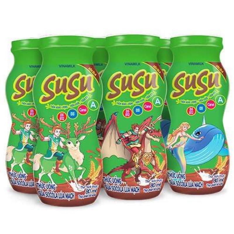 [Hãng Vinamilk Xả]Thùng Sữa Chua Uống Susu Lọ 80ml Các vị Dâu Cam Táo Nho và Socola