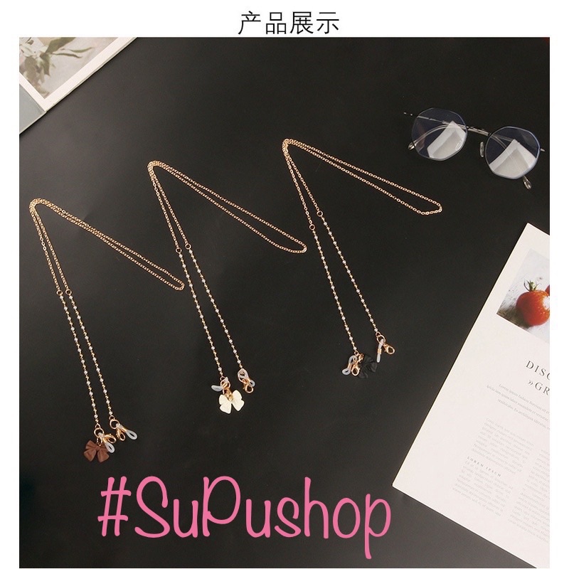 ⛓⛓DÂY ĐEO KHẨU TRANG HOẶC MẮT KÍNH KIM LOẠI CÓ CHARM NƠ⛓⛓