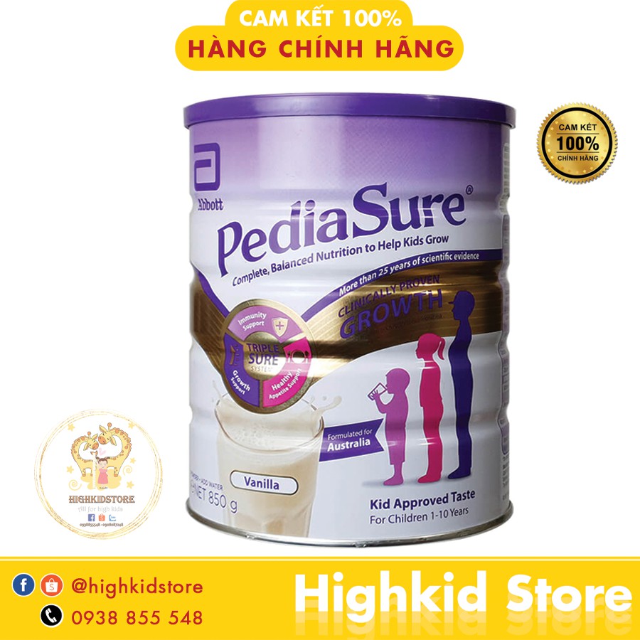Sữa bột Pediasure Úc 850g - Vị Vani Date mới