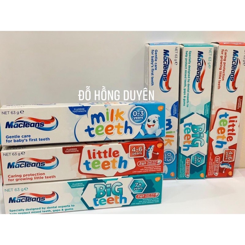Kem đánh răng Macleans cho bé đủ loại