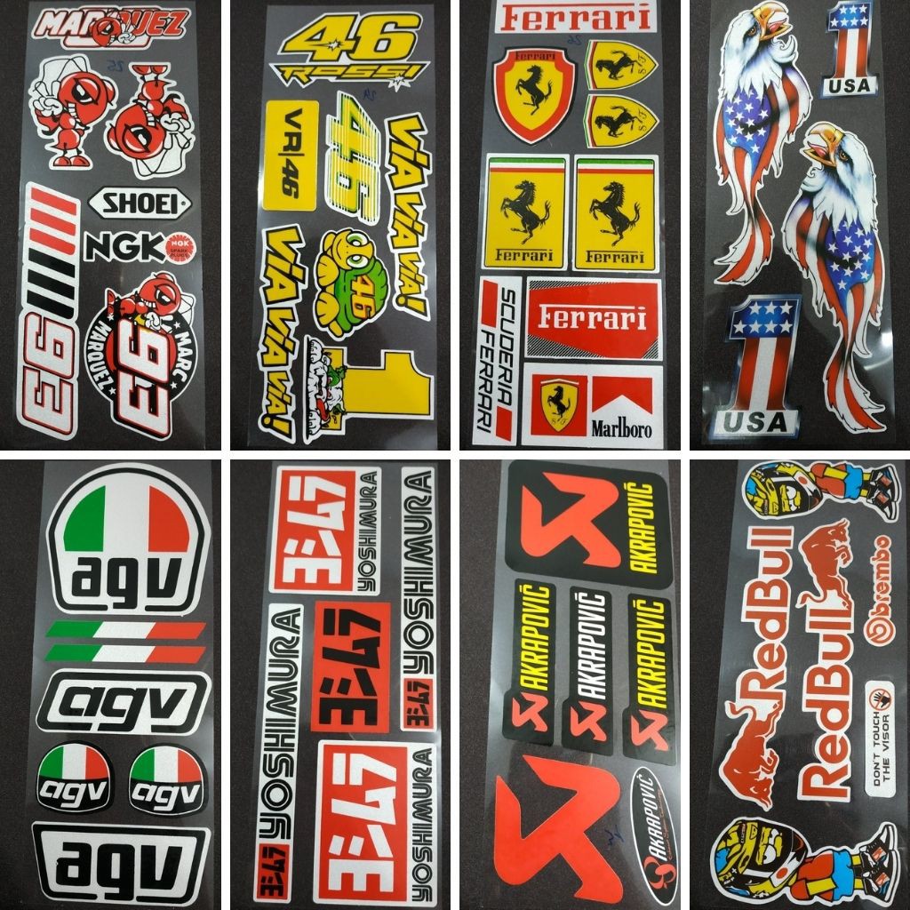 [P2]Tem dán xe vỉ 6 sticker full logo chống thấm nước