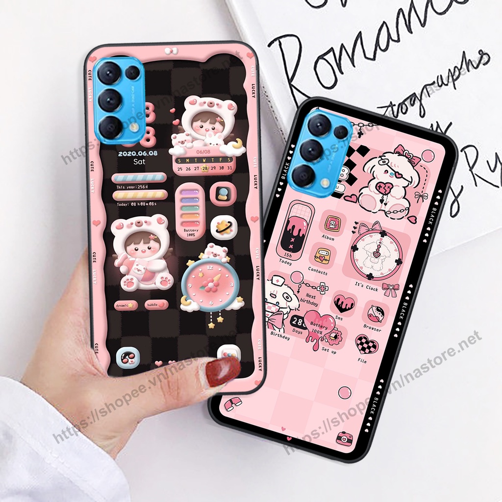 Ốp lưng Oppo Reno5 4G / Reno5 5G / Reno 5 gấu, đồng hồ dễ thương cute giá rẻ