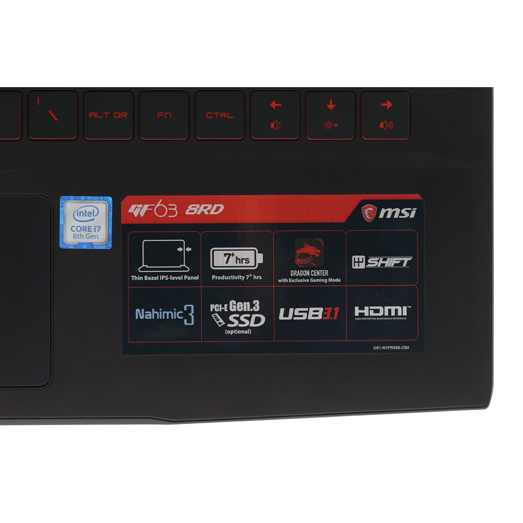 Laptop MSI GF63 8RD i7 8750H/8GB/1TB+128GB/4GB GTX1050Ti/Win10/(221VN) | BigBuy360 - bigbuy360.vn