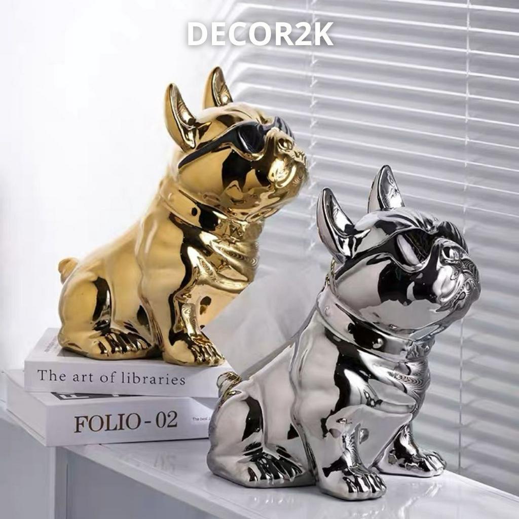 SẴN Hộp Đựng Khăn Giấy Hình Chú Chó Xệ Đeo Kính Bằng Gốm Sứ Decor Trang Trí Nhà Cửa Siêu Chất