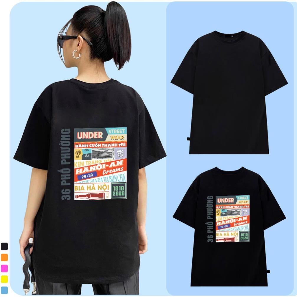 Áo Thun Tay Lỡ Hà Nội 36 phố phường Áo Phông Cotton HÀ NỘI XỊN Nam Nữ Unisex form rộng oversize (V243))