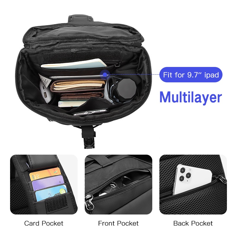 Balo chéo OZUKO Messenger thời trang màu lính - Chính hãng đựng máy ảnh, điện thoại - Du Lịch, Chống Thấm Nước