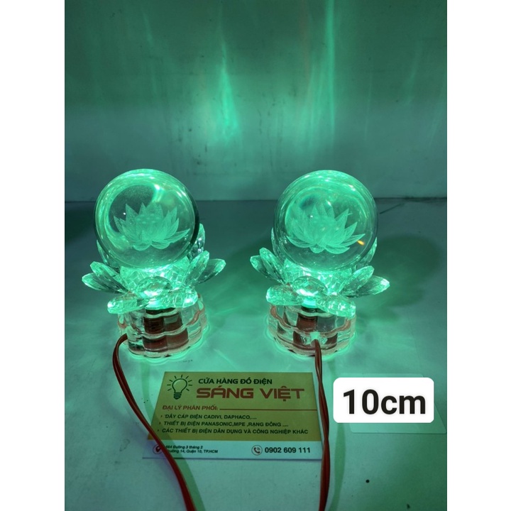 ✨✨1 Cặp Đèn thờ quả cầu pha lê điện led hoa sen đổi màu cúng siêu đẹp ✨✨- Cao 10cm đèn pha lê tròn 539