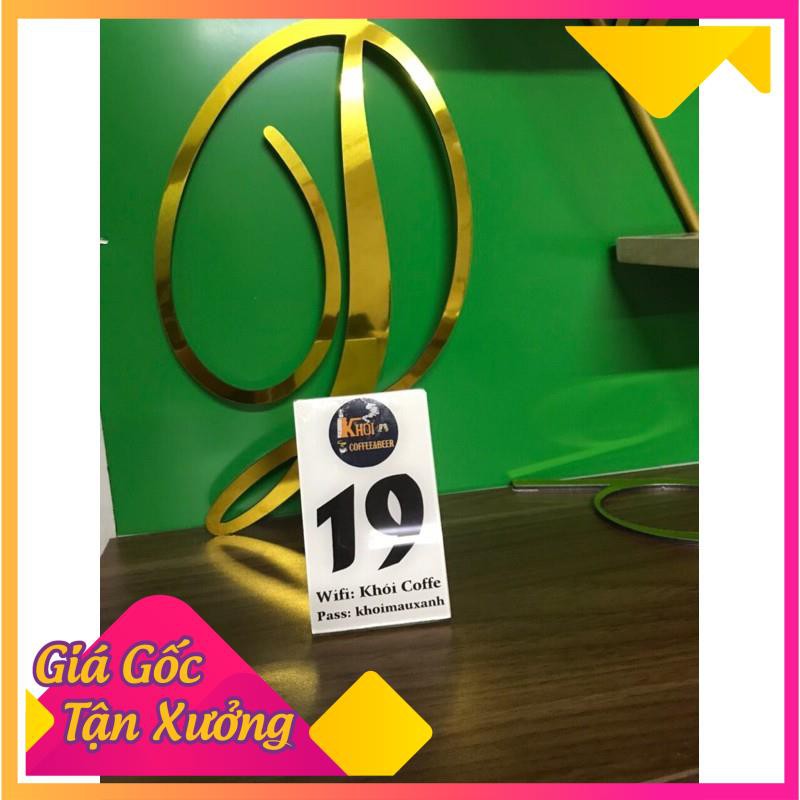 Thẻ để bàn chữ L, kt 6x10cm, số và logo dán decan