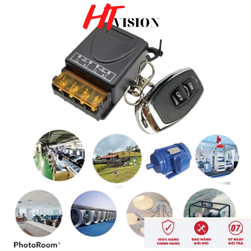 Công tắc điều khiển từ xa RF 433Mhz 100M 30A công suất 3000W cho tải trở và 2000W cho máy bơm nước, máy rửa xe