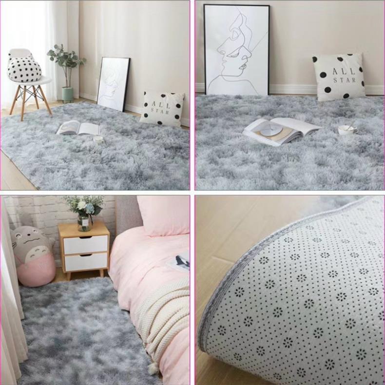 Thảm lông trải sàn, thảm lông decor màu loang hàng đẹp mặt sau chống trơn trượt 1m6x2m