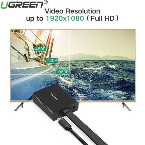 Bộ Chuyển HDMI to VGA Dẹt có Audio Ugreen 40248 - Chính hãng