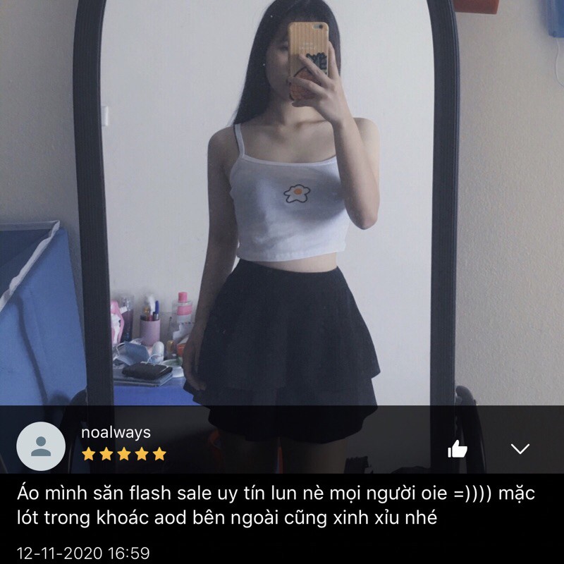 [Mã FAMAYWA giảm 10K đơn 50K] Áo croptop body 2 dây Ulzzang in hình trứng rán | WebRaoVat - webraovat.net.vn