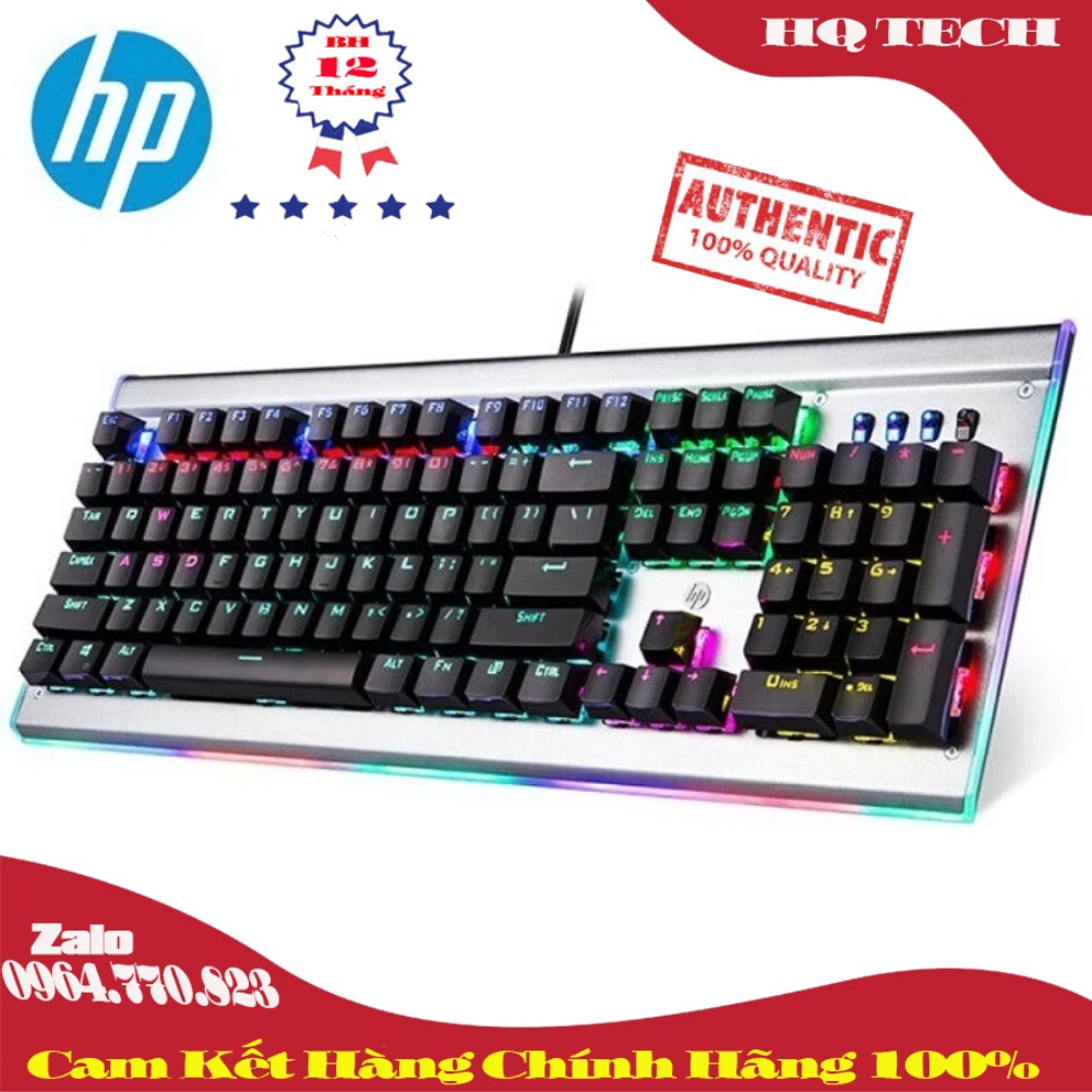 Bàn phím cơ chơi game cao cấp chính hãng HP có LED RGB  Blue Switch - Bàn Phím Cơ cao cấp HP