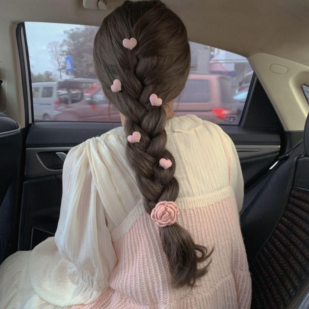 FORBETTER Kẹp Tóc Hình Trái Tim Đính Hoa Trà Ngọt Ngào Cho Nữ