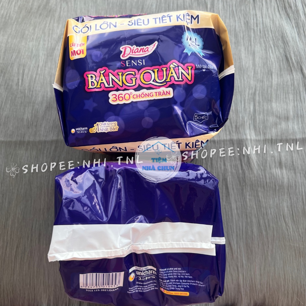 Băng Vệ Sinh Ban Đêm Dạng Quần  Diana Sensi Size M - L Gói 5 Miếng