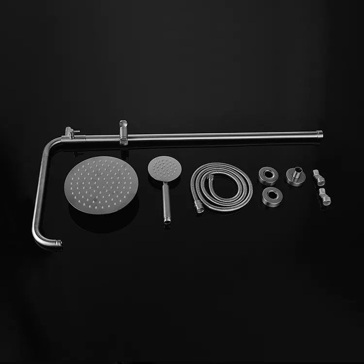 Bộ sen cây tắm đứng nóng lạnh Inox 304 màu Trắng mờ với bát sen và tay sen tròn dẹt cao cấp