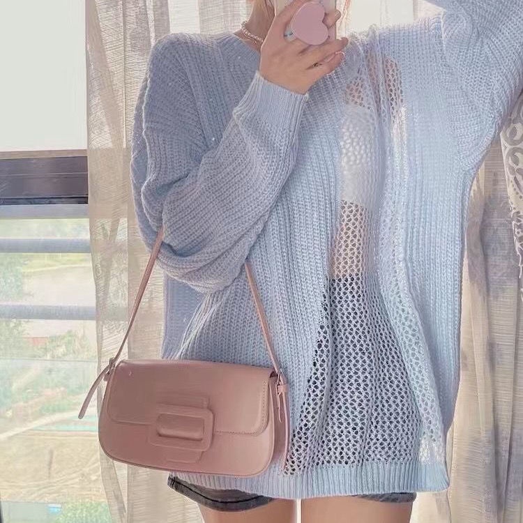 Áo Sweater Khoét Lỗ Phong Cách Phương Tây Ngọt Ngào Cho Nữ