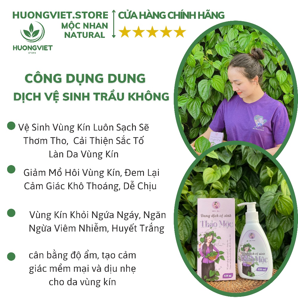 Nước Rửa Vùng Kín Dung Dịch Vệ Sinh Phụ Nữ Thảo Dược Thiên Nhiên  Trầu Không Ả Đào Mộc Nhan Natural